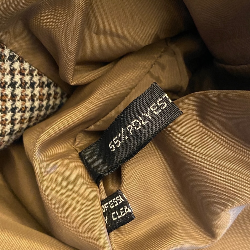 Vintage Roth-Lecover Black and Brown Houndstooth Blazer wool/polyester - Picture 5 of 13